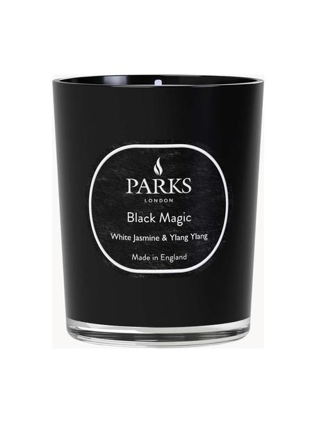 Świeca zapachowa Black Magic (jasny jaśmin, jagodlin wonny & drzewo sandałowe), Czarny, biały, Ø 7 x W 9 cm