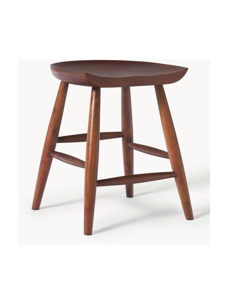 Tabouret en manguier Nino, Bois de manguier massif, laqué, Manguier brun laqué, larg. 40 x haut. 55 cm