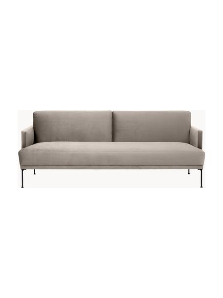Sofa rozkładana z aksamitu Fluente (3-osobowa), Tapicerka: aksamit (wysokiej jakości, Stelaż: lite drewno sosnowe z cer, Nogi: metal malowany proszkowo, Greige aksamit, S 220 x G 88 cm