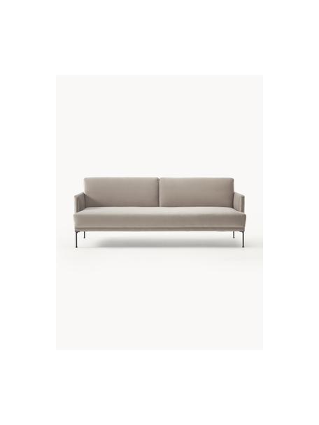 Sofa rozkładana z aksamitu Fluente (3-osobowa), Tapicerka: aksamit (wysokiej jakości, Stelaż: lite drewno sosnowe, Nogi: metal malowany proszkowo , Greige aksamit, S 220 x G 88 cm