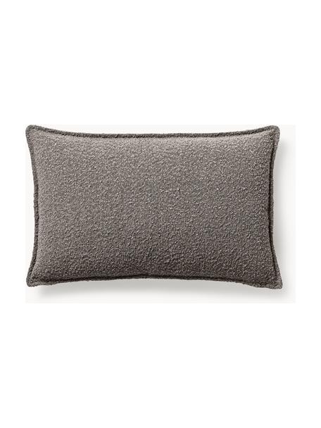 Bouclé bankkussen Lennon, Bekleding: 80% leer, 20% acryl, Cert, Bouclé greige, B 80 x L 50 cm