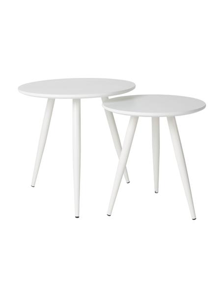 Beistelltisch 2er-Set Daven in Weiß, Tischplatte: Mitteldichte Faserplatte , Beine: Metall, pulverbeschichtet, Weiß, Set mit verschiedenen Größen