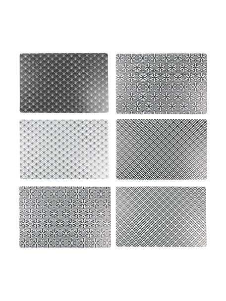 Kunststoff-Tischsets Deco Life, 6er Set, PVC-Kunststoff, Schwarz, Grau, B 30 x L 45 cm