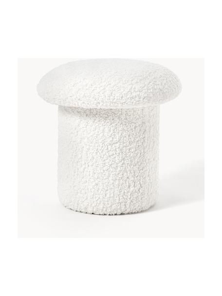 Sgabello in teddy Shroom, Rivestimento: 100% poliestere (teddy) C, Bianco, Ø 45 x Alt. 45 cm