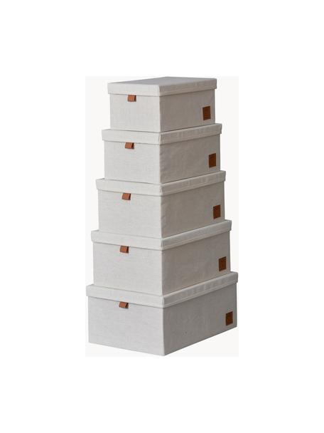 Súprava úložných škatuliek Premium, 5 dielov, Svetlobéžová, hnedá, Súprava s rôznymi veľkosťami