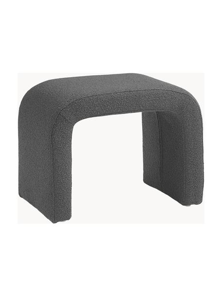 Stołek bouclé Penelope, Tapicerka: bouclé (100% poliester) D, Stelaż: metal, płyta wiórowa, Szary bouclé, S 61 x W 46 cm