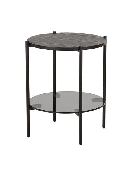 Table d'appoint avec plateau en verre Valentina, Noir, Ø 44 x haut. 50 cm