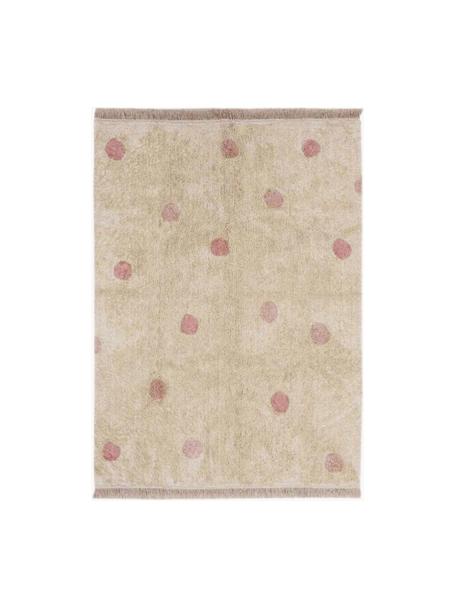 Alfombra infantil artesanal Hippy Dots, lavable, Parte superior: 97% algodón, 3% fibra sin, Reverso: 100% algodón, Beige claro, rosa palo, An 120 x L 160 cm (Tamaño S)