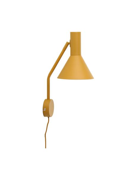Aplique orientable de diseño Lyss, Lámpara: metal recubierto, Cable: plástico, Amarillo ocre, F 18 x Al 42 cm