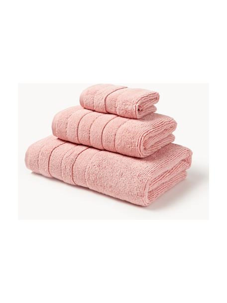 Handtuch-Set Luxe mit Streifenbordüre, in verschiedenen Setgrößen, Peach, 3er-Set (Gästehandtuch, Handtuch & Duschtuch)