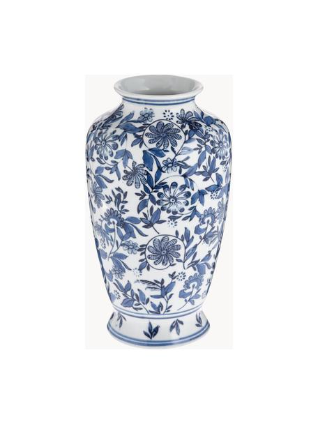 Grand vase décoratif en porcelaine Lin, haut. 31 cm, Porcelaine, Blanc, bleu, Ø 16 x haut. 31 cm