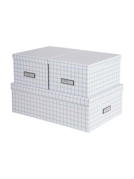 Komplet pudełek do przechowywania Inge, 3 elem., Biały, czarny, Komplet z różnymi rozmiarami