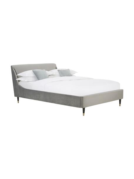 Zamatová čalúnená posteľ Nova, Zamatová sivá, 160 x 200 cm