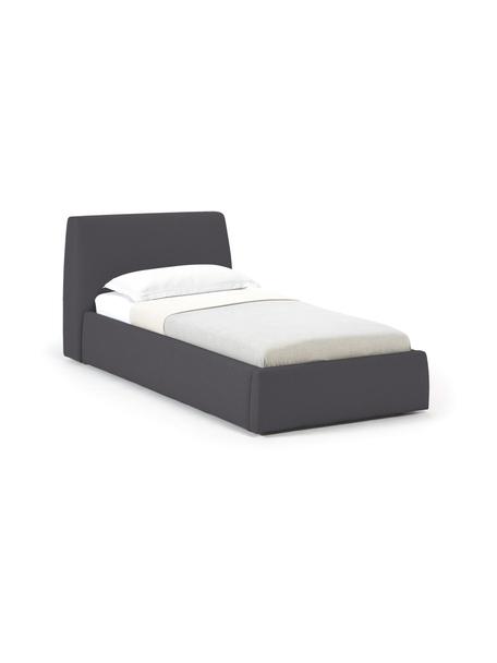 Einzelbett Cloud mit Stauraum, Bezug: Fein strukturierter Webst, Korpus: Massives Kiefernholz und , Webstoff Anthrazit, B 90 x L 200 cm, mit Stauraum
