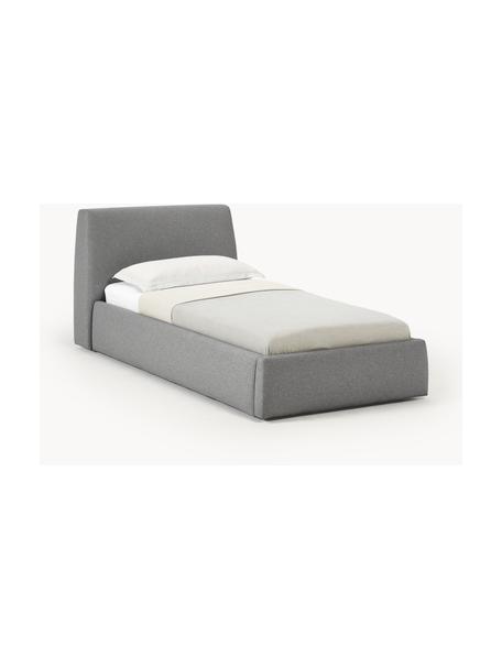Cama individual Cloud, con espacio de almacenamiento, Tapizado: tejido finamente texturiz, Estructura: madera de pino y roble ma, Patas: madera pintada El materia, Tejido gris antracita, An 90 x L 200 cm