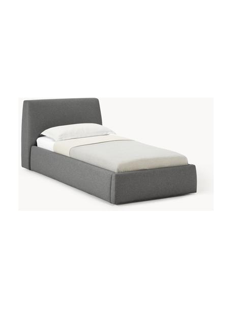 Cama individual con espacio de almacenamiento Cloud, Tapizado: tejido finamente texturiz, Estructura: madera de pino y roble ma, Patas: madera pintada El materia, Tejido gris antracita, An 90 x L 200 cm