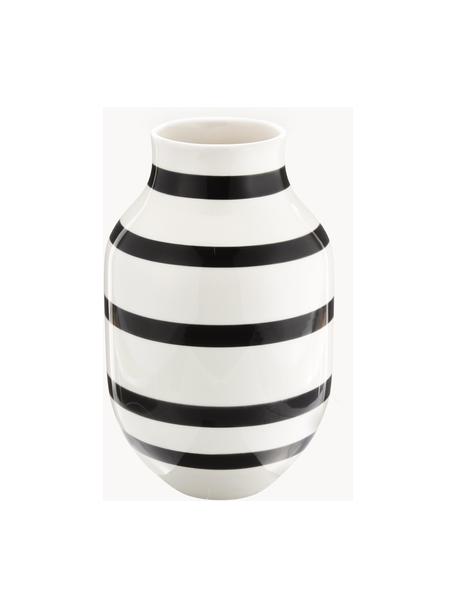 Jarrón grande artesanal de cerámica Omaggio, Al 31 cm, Cerámica, Blanco, negro, Ø 20 x Al 31 cm