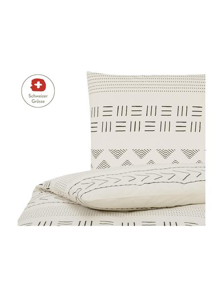 Gewaschener Baumwoll-Bettdeckenbezug Kohana im Boho Style, Webart: Perkal Fadendichte 180 TC, Cremefarben, B 160 x L 210 cm