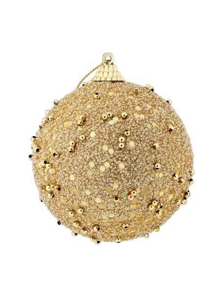 Bombka choinkowa odporna na stłuczenia Pearl, 12 szt., Tworzywo sztuczne, Odcienie złotego, Ø 8 cm
