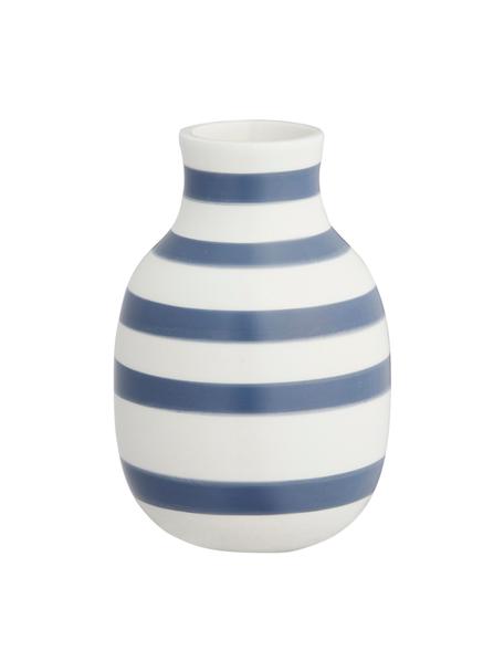 Ręcznie wykonany wazon Omaggio, Ceramika, Biały, stalowy niebieski, Ø 8 x W 13 cm