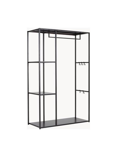 Open metalen kledingkast Preston, Gepoedercoat staal, Zwart, B 110 cm x H 170 cm