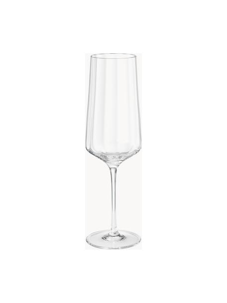 Copas flauta de champán de cristal con relieves Bernadotte, 6 uds., Cristal, Transparente, Ø 7 x Al 22 cm, 270 ml