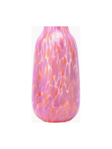 Ručně vyrobená váza Confetti, Sklo, Růžová, meruňková, Ø 13 cm, V 26 cm