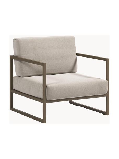 Tuin loungefauteuil Comova, Frame: gepoedercoat metaal, Bekleding: polyester, Geweven stof lichtbeige, olijfgroen, B 78 x D 85 cm