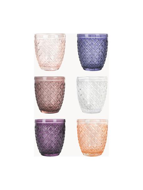 Set di 6 bicchieri acqua Castle, Vetro, Tonalità lilla, tonalità arancioni, Larg. 8 x Alt. 10 cm, 275 ml