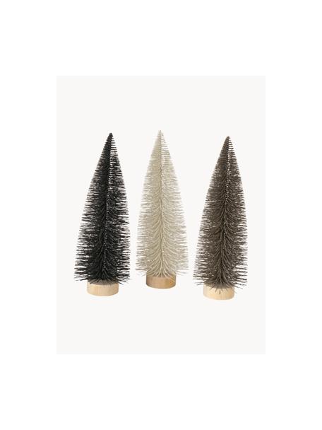 Sapins de Noël décoratifs Tarvo, 3 élém., Noir, grège, blanc, Ø 14 x haut. 41 cm