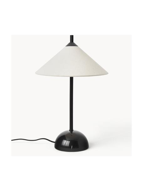 Tafellamp Vica met marmeren voet, Lampenkap: linnen (100% polyester), Lampvoet: keramiek, Crèmewit, zwart, gemarmerd, Ø 31 x H 48 cm