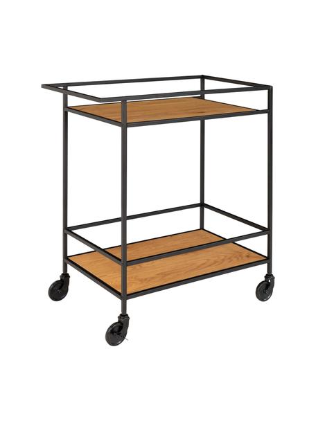 Wózek barowy z metalu Vita, Stelaż: metal powlekany, Czarny, drewno naturalne, S 68 x W 79 cm