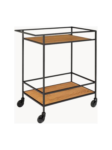 Camarera Vita, Estructura: metal recubierto, Estantes: tablero de fibras de dens, Negro, madera, An 68 x Al 79 cm