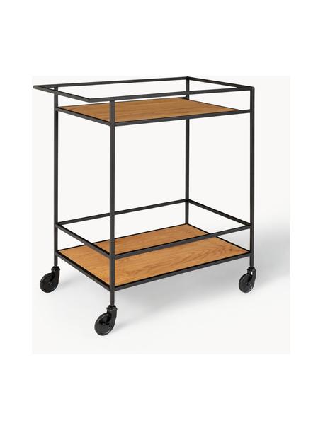 Barcart Vita, Frame: gecoat metaal, Plateaus: MDF, Zwart, hout, B 68 x H 79 cm