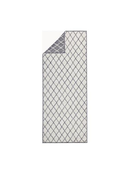 Dubbelzijdige in- & outdoor loper Malaga, 100% polypropyleen, Gebroken wit, grijs, B 80 x L 350 cm
