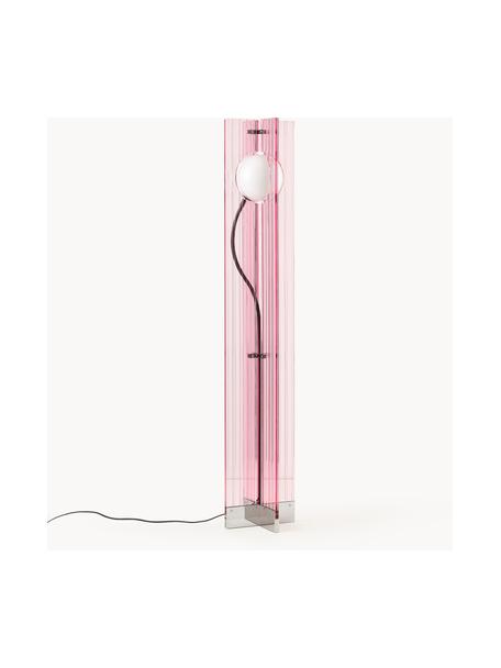 Malá stojací lampa Mills, Světle růžová, stříbrná, V 135 cm