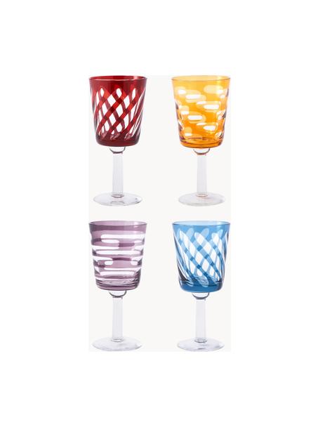 Wijnglazen Tubular, set van 4, Glas, Meerkleurig, Ø 8 x H 15 cm, 200 ml