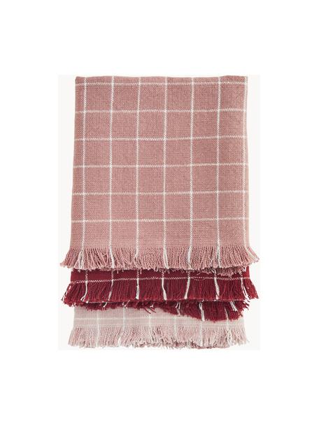Set 3 strofinacci Tina, 100% cotone, Tonalità rosa, Larg. 50 x Lung. 70 cm