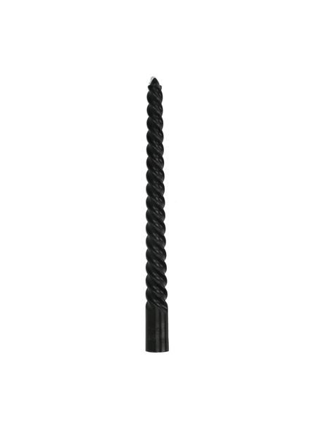 Dlhá sviečka Twisted, 4 ks, Vosk, Čierna, Ø 3 x V 26 cm