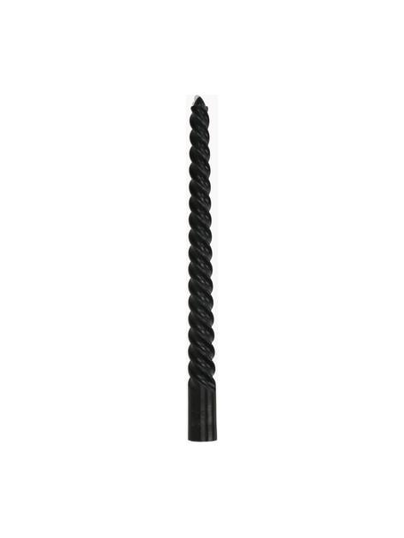 Stabkerzen Twisted, 4 Stück, Wachs, Schwarz, H 26 cm