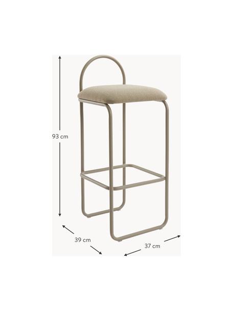 Stołek barowy Angui, Tapicerka: 100% poliester, Stelaż: stal powlekana, Beżowa tkanina, S 37 x W 93 cm