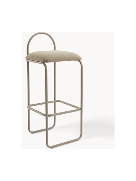 Tabouret de bar Angui, Tissu beige, larg. 37 x haut. 93 cm