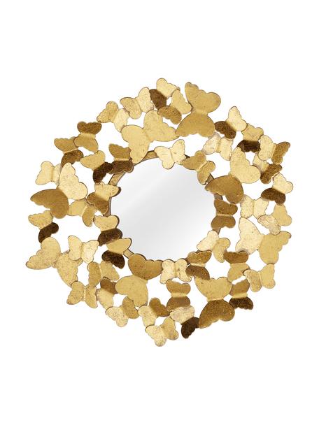 Espejo de pared redondo de metal Butterfly, Parte trasera: tablero de fibras de dens, Espejo: cristal, Dorado, Ø 40 x F 5 cm