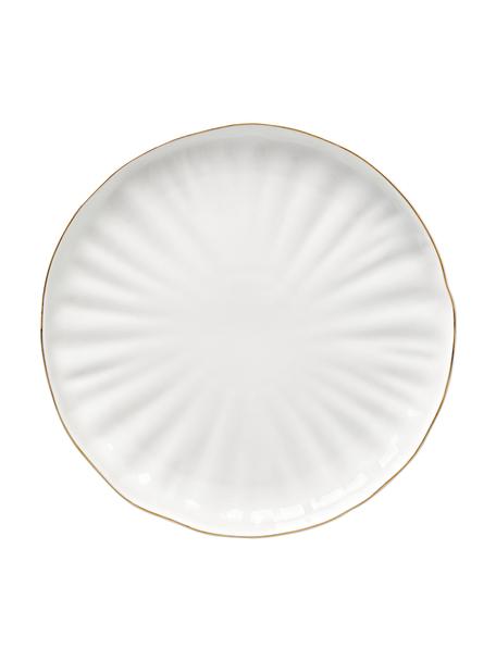 Ontbijtbord Sali met reliëf, 2 stuks, Porselein, Wit met goudkleurige rand, Ø 22 cm