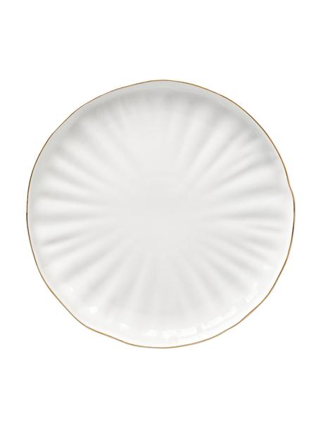 Raňajkový tanier s reliéfom Sali, 2 ks, Porcelán, Biela s pozláteným okrajom, Ø 22 cm