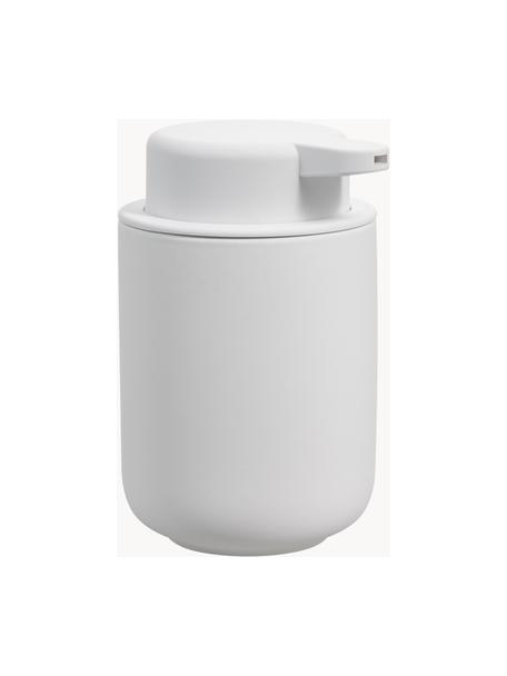 Dosificador de jabón con superficie suave al tacto Ume, Recipiente: gres revestido con superf, Dosificador: plástico, Blanco, Ø 8 x Al 13 cm