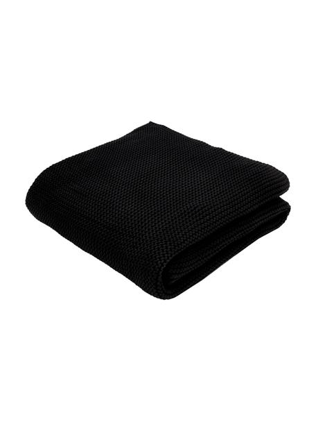 Strickdecke Adalyn, 100% Bio-Baumwolle, GOTS-zertifiziert, Schwarz, B 150 x L 200 cm