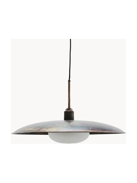 Grote hanglamp Boston, Lampenkap: gecoat metaal, Diffuser: glas, Donkerbruin, Ø 60 x H 7 cm