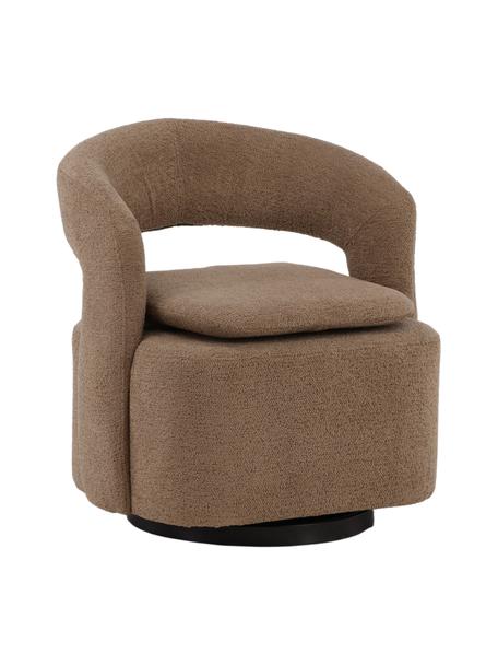 Fotel wypoczynkowy bouclé Laurel, Tapicerka: bouclé (100% poliester), Stelaż: stal powlekana, Brązowy bouclé, S 69 x W 75 cm