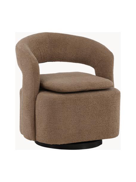Poltrona in bouclé con funzione girevole Laurel, Rivestimento: bouclé (100% poliestere), Struttura: acciaio rivestito, Bouclé marrone, Larg. 69 x Alt. 75 cm